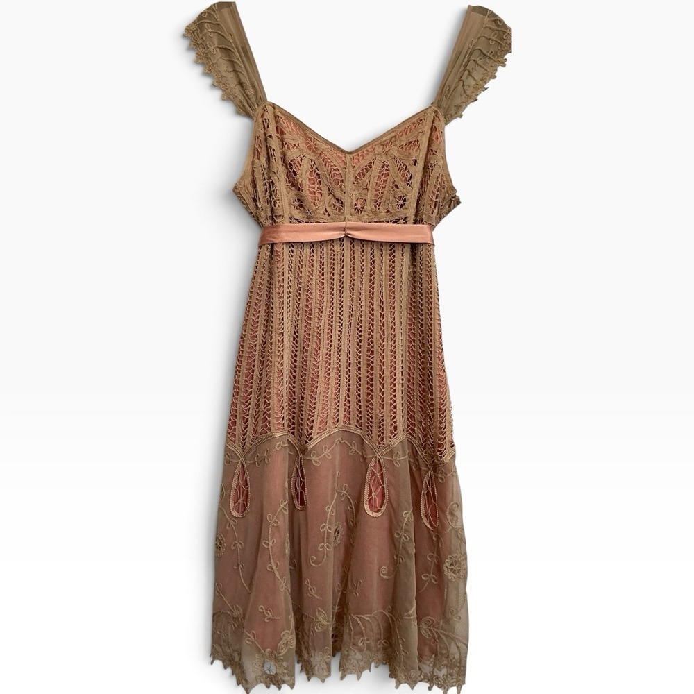 Betsey Johnson Vintage Y2K Crochet Lace Dress 8 Fairy Romantic Whimsical & Rare